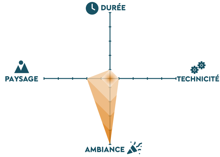 Graphique qui présente le Raid Kids sous 4 axes : paysage, durée, technicité, ambiance